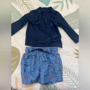 Carter's Navy and Light Blue Kids Swim Rashguard Set